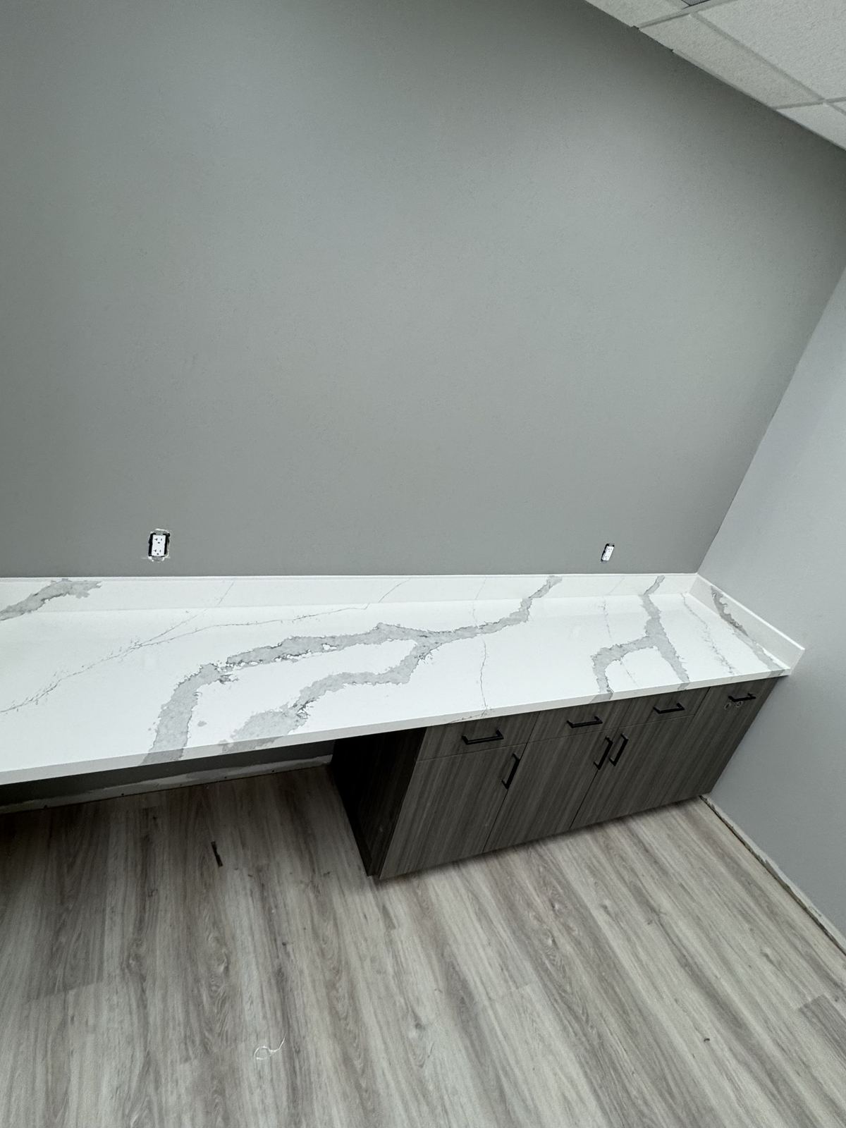 Commercial build-out — calacatta quartz worktop — commercial countertop installation