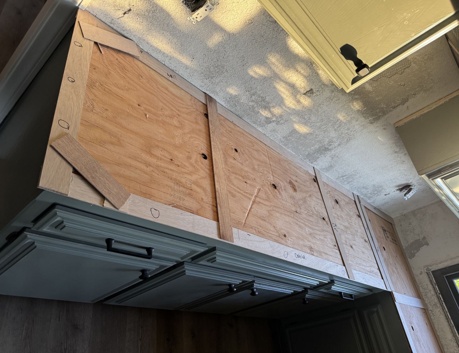 Full-length template ready for the shop — countertop fabrication process